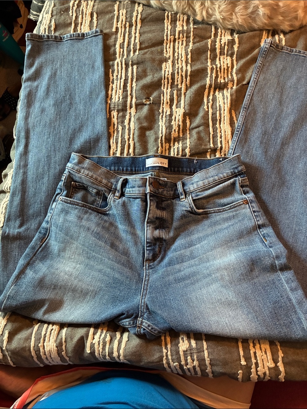 LOFT Medium Blue High-Rise Straight Jeans